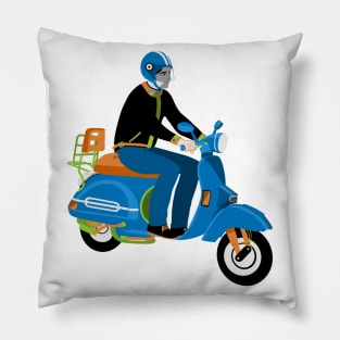 Blue Scooter Driver Pillow