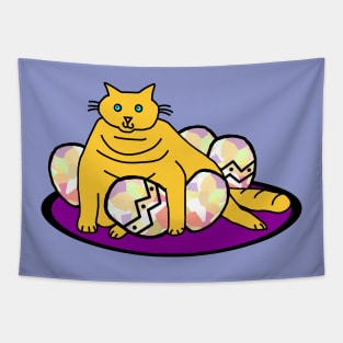 Fat Cat got all the Easter Eggs Tapestry