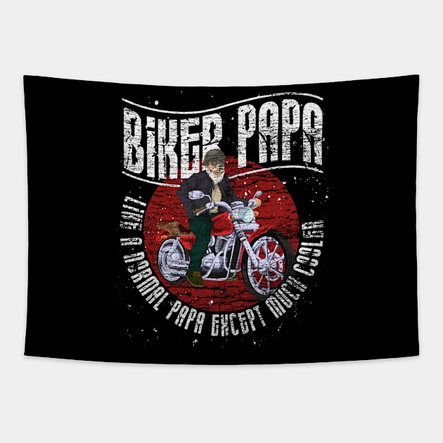 Funny Papa Biking Fathers Day Motorcycle Cool Biker Tapestry by ShirtsShirtsndmoreShirts