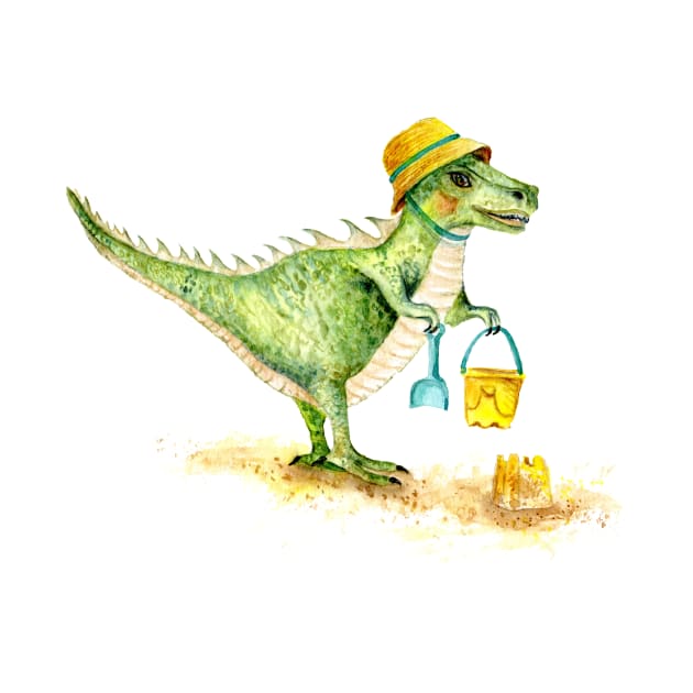 Baby Dinosaur T-Rex on the Beach by Goosi