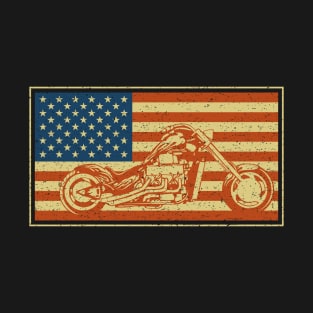 Vintage Motorcycle US Flag T-Shirt