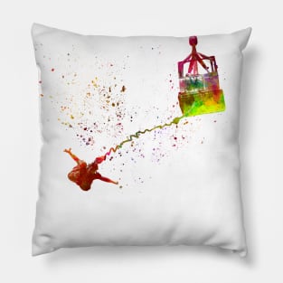 Bungee jumping base jump in watercolor Pillow