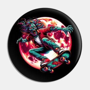 Halloween Zombie Skateboarder Pin