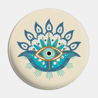 Hazey Blue Evil Eye, Karma Good Luck Charm Pin