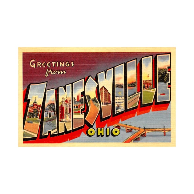 Greetings from Zanesville Ohio - Vintage Large Letter Postcard by Naves