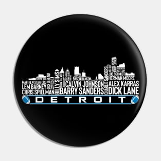 Detroit Football Team All Time Legends, Detroit City Skyline Pin