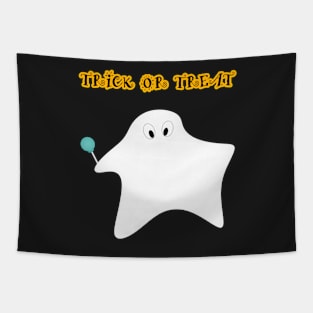 Trick or treat - Halloween, ghost, candy, lollipop. Tapestry