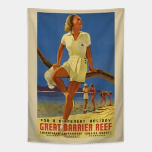 Great Barrier Reef Australia Vintage Poster 1934 Tapestry