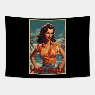 Girl on Miami Beach, Poster Tapestry