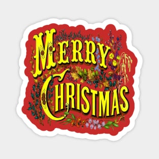 Vintage Style Merry Christmas Holiday Greeting Vector Art Magnet