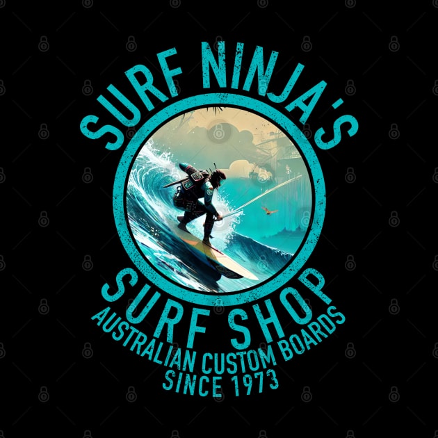 Surf Ninjas Australian Surf Shop Summer Beach Surfing by Tezatoons