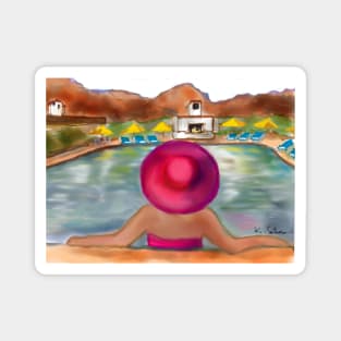 Pool Girl in Palm Springs Magnet