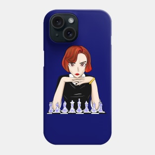 queens gambit in chess thinking, beth harmon art Phone Case