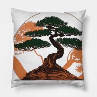 Serene Bonsai Tree Circle Art No. 570 Pillow