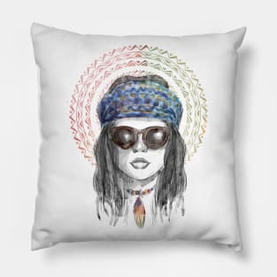 Indigenous Girl Artwork Pillow