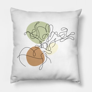 Flower Bouquet Shape Minimalist Line Art Drawing Pillow