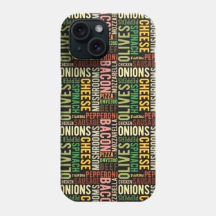 PIZZA TOPPINGS PATTERN Phone Case