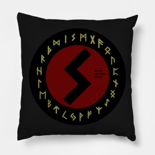 Red Sowulo Elder Futhark Rune Symbol Pillow