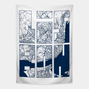 Lisbon, Portugal City Map Typography - Coastal Tapestry