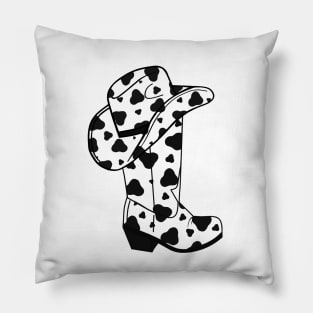 BLACK Cow Spots Cowboy Boots Pillow