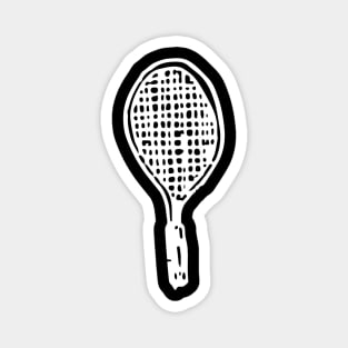 Tennis Racket Doodle White Magnet