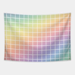 Rainbow colorful grid cute aesthetic Tapestry