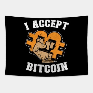 I Accept Bitcoin Fist Funny Crypto BTC Gift Tapestry