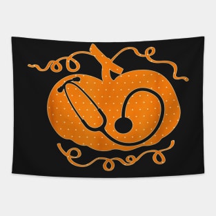 Halloween Costume Nurse Doctor Stethoscope Pumpkin Tapestry