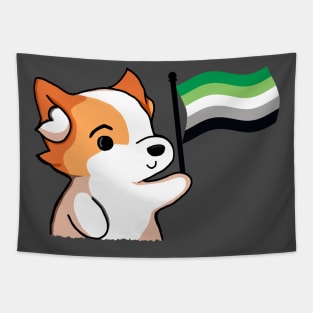 Aromantic Pride - Corgi Version Tapestry