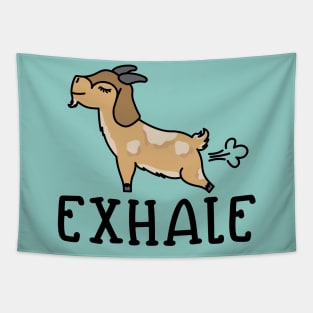 Exhale Gas Goat Yoga Fitness Funny Tapestry