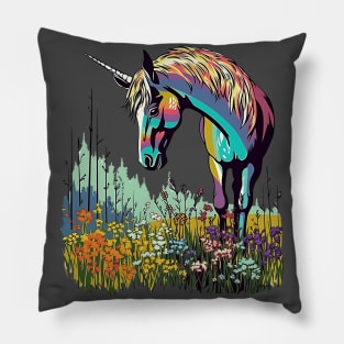 Unicorn Grazing in the Meadows Pillow