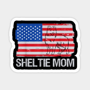 Sheltie Mom USA Flag Funny Shetland Sheepdog Owner Dog Mom Magnet