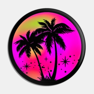 Vaporwave Palm Trees: 80's, 90's Hot Pink, Purple, And Yellow Retro Vintage Sunset Tropical Vaporwave Pin