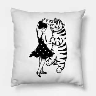 Girl and Tiger dancing Pillow