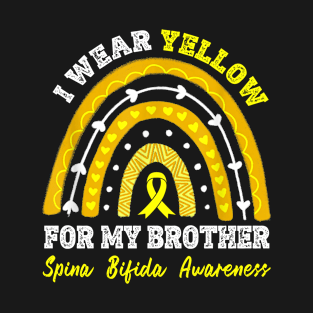 Spina Bifida Awareness T-Shirt Rainbow I Wear Yellow For My Brother T-Shirt