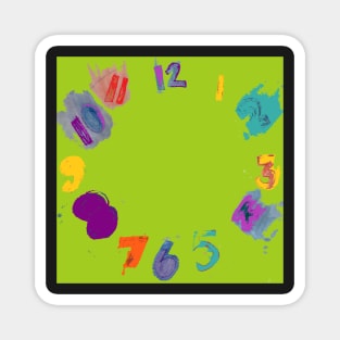 Lime O'Clock with Numbers, watercolor Magnet