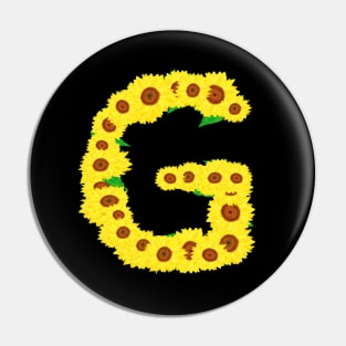 Sunflowers Initial Letter G (Black Background) Pin