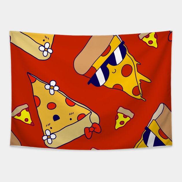 Cute Cool Pizza Slice Pattern Tapestry by saradaboru