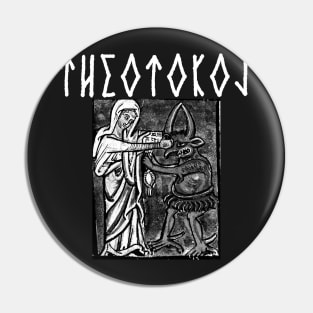 Virgin Mary Punching The Devil Metal Hardcore Punk Gothic Runes Pin