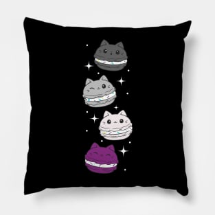 Subtle Asexual Pride Flag Cute Cat Kawaii Macaron Pillow