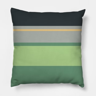 An ideal fuse of Silver Foil, Onyx, Slate Green, Laurel Green and Sand stripes. Pillow