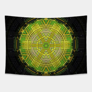 Weave Mandala Green and Yellow Tapestry