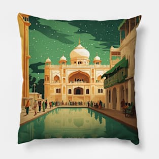 Amritsar India Starry Night Vintage Tourism Travel Pillow