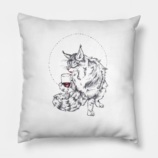 Wine Cat-oisseur Pillow by srw110