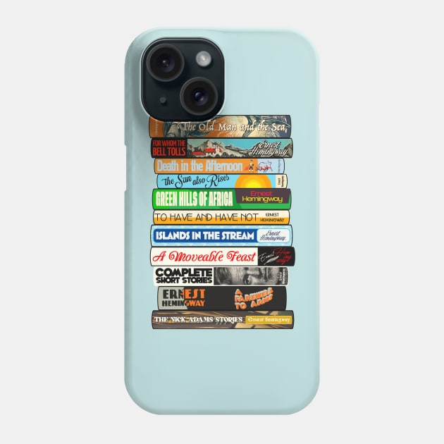 Ernest Hemingway Books Stack Phone Case by darklordpug