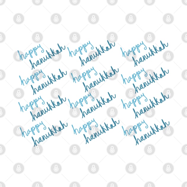 Happy Hanukkah Blue Script Lettering Pattern, made by EndlessEmporium by EndlessEmporium