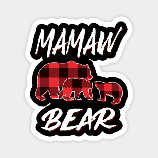 Mamaw Bear Red Plaid Christmas Pajama Matching Family Gift Magnet