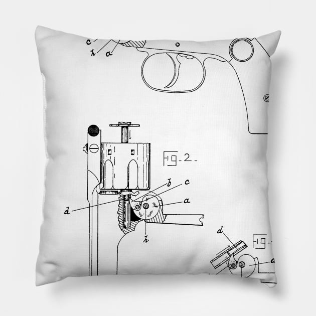 Revolving Firearm Vintage Patent Hand Drawing Pillow by TheYoungDesigns