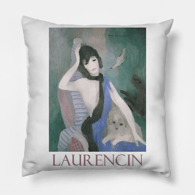 Portrait of Coco Chanel with Dog by Marie Laurencin Pillow by Naves