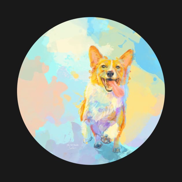 Happy Corgi - Dog Art by Flo Art Studio